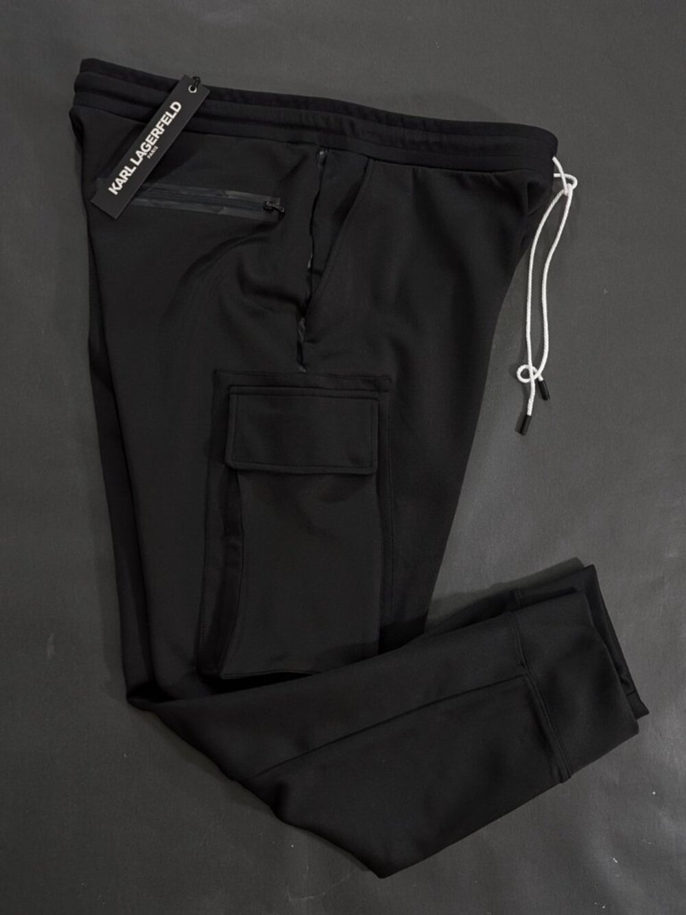 $129 Karl Lagerfeld Paris Men`sBlack Track Pants Size L 34 Cargo